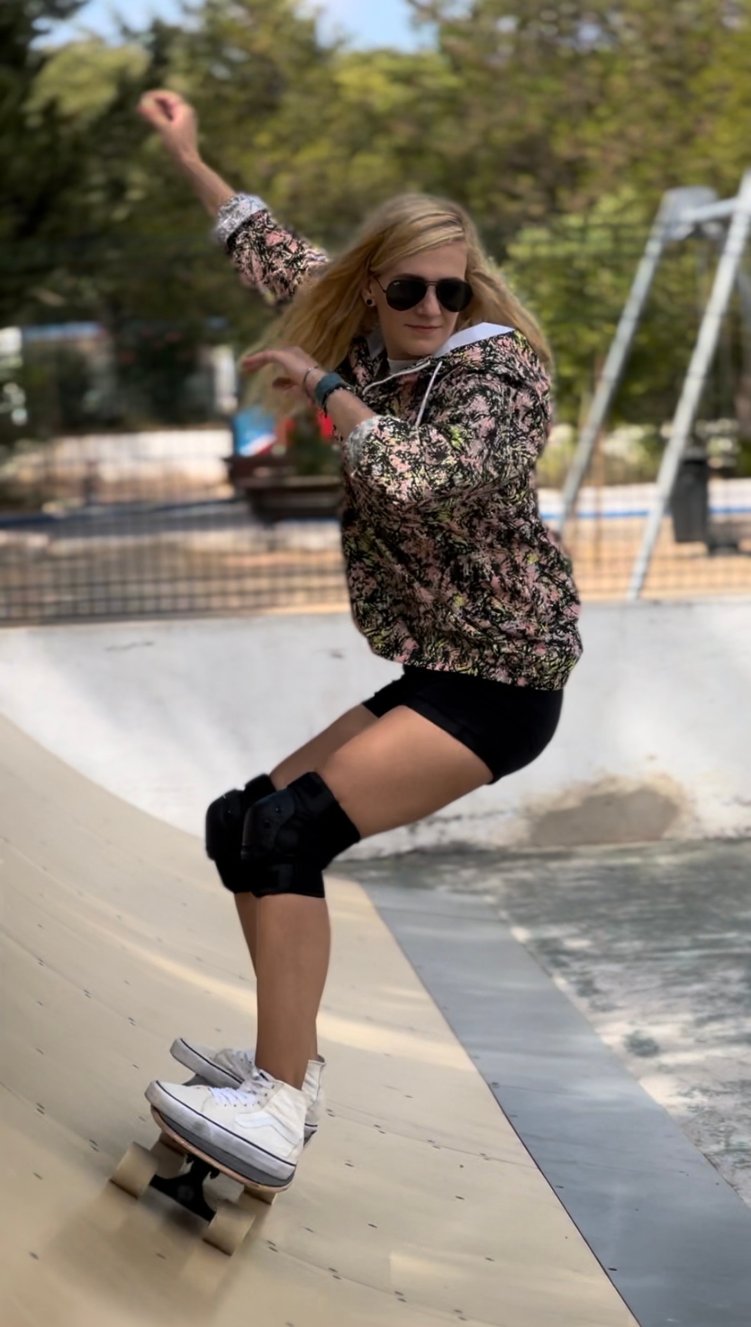 Skating a bowl in the park